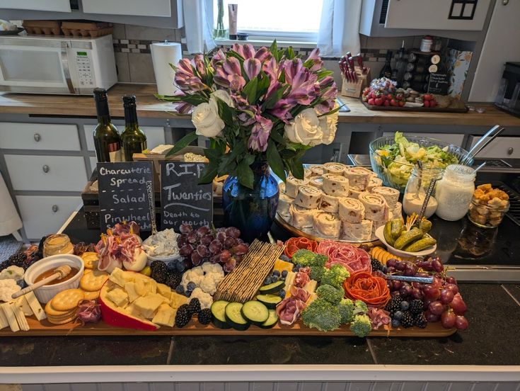 Charcuterie board with savory snacks